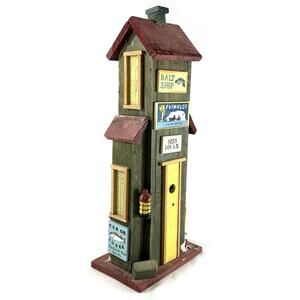 Handcrafted Wooden Fishing Bait Shop Birdhouse Folk Art Nautical Decor